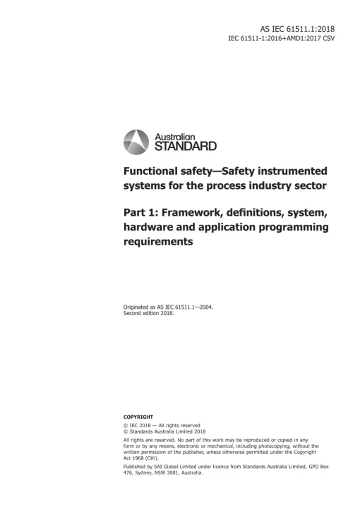 AS IEC 61511.1:2018 pdf