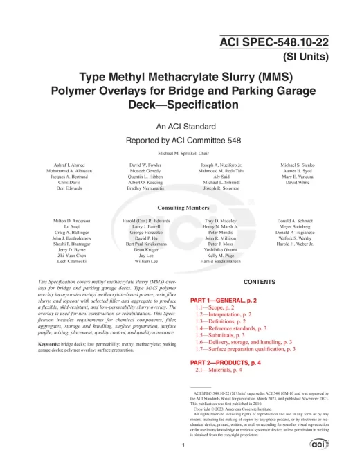 ACI SPEC-548.10-22 (SI-Units) pdf