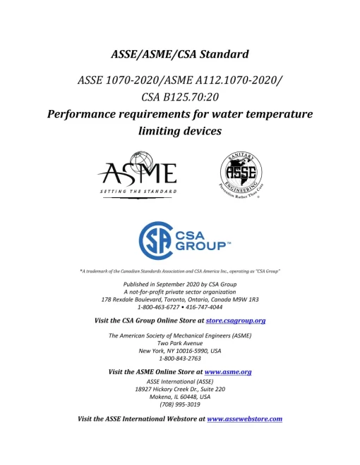 ASME A112.1070-2020/ASSE 1070-2020/CSA B125.70:20 pdf