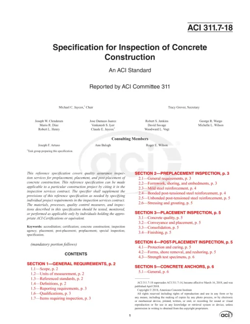 ACI SPEC-311.7-18 pdf