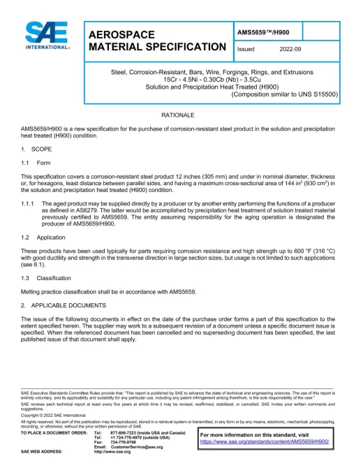 SAE AMS5659/H900 pdf