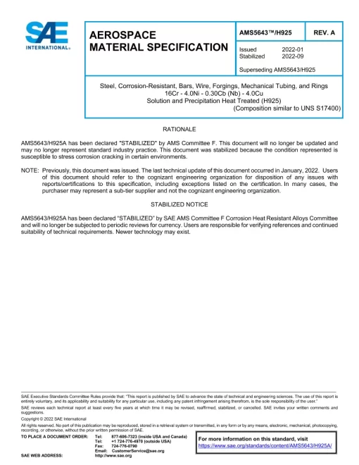 SAE AMS5643/H925A pdf