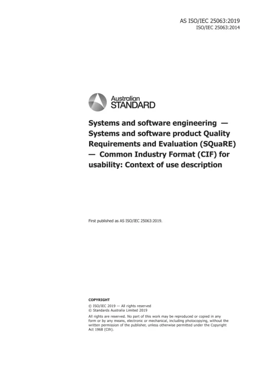 AS ISO/IEC 25063:2019 pdf