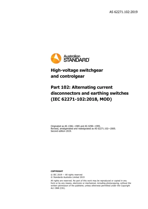 AS 62271.102:2019 pdf