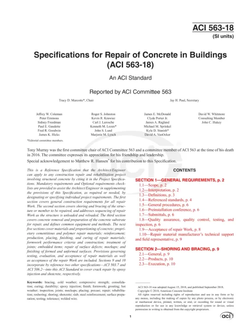 ACI 563M-18 pdf