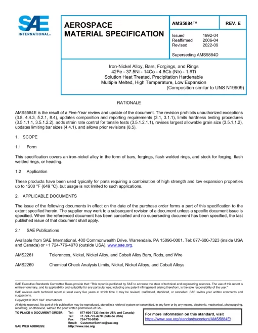 SAE AMS5884E pdf