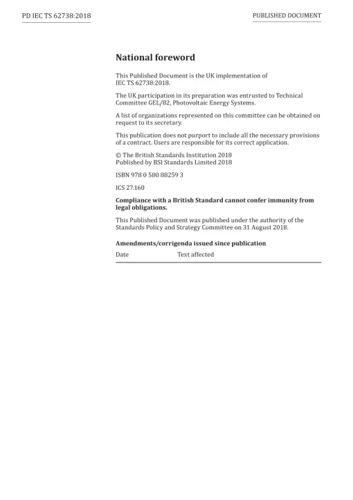 BS PD IEC TS 62738:2018 pdf