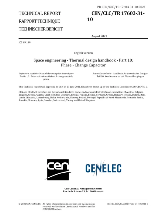 BS PD CEN/CLC/TR 17603-31-10:2021 pdf