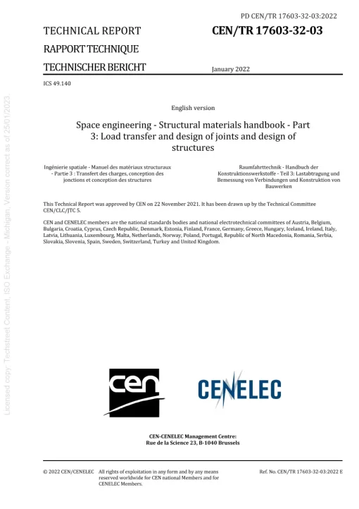 BS PD CEN/TR 17603-32-03:2022 pdf