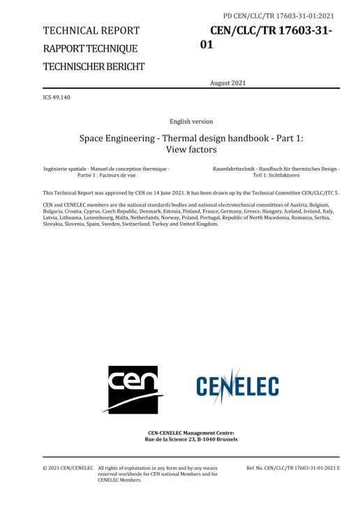 BS PD CEN/CLC/TR 17603-31-01:2021 pdf