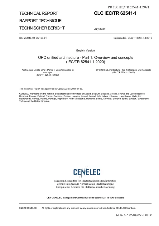 BS PD CLC IEC/TR 62541-1:2021 pdf