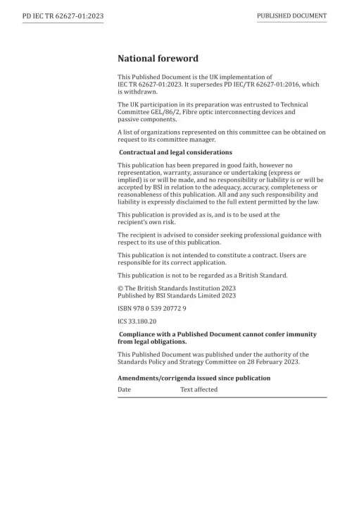 BS PD IEC TR 62627-01:2023 pdf