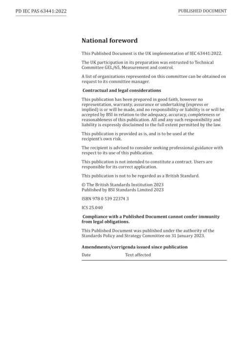 BS PD IEC PAS 63441:2022 pdf