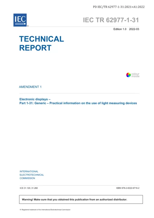 BS PD IEC/TR 62977-1-31:2021+A1:2022 pdf