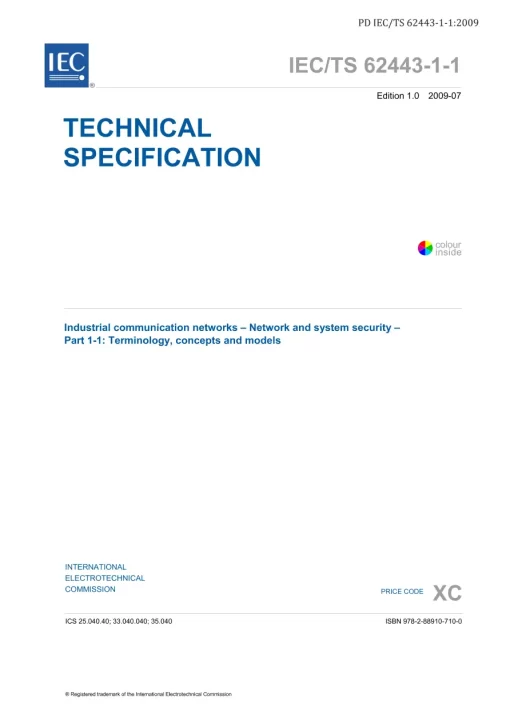 BS PD IEC/TS 62443-1-1:2009 pdf