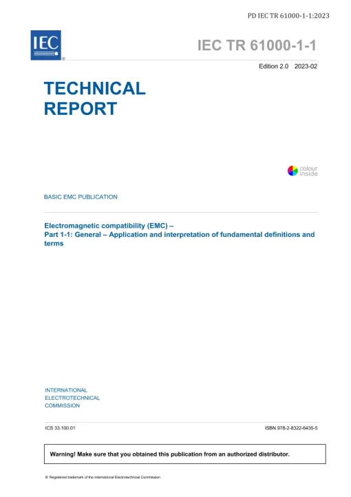 BS PD IEC TR 61000-1-1:2023 pdf