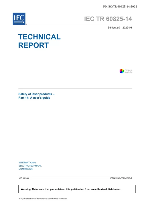 BS PD IEC/TR 60825-14:2022 pdf