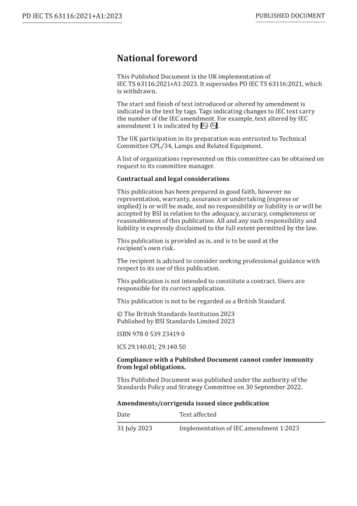 BS PD IEC TS 63116:2021+A1:2023 pdf