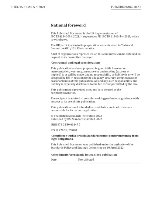 BS PD IEC TS 61340-5-4:2021 pdf