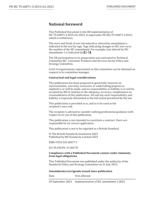 BS PD IEC TS 60871-3:2015+A1:2023 pdf
