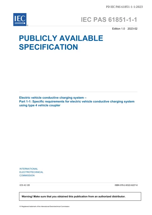 BS PD IEC PAS 61851-1-1:2023 pdf