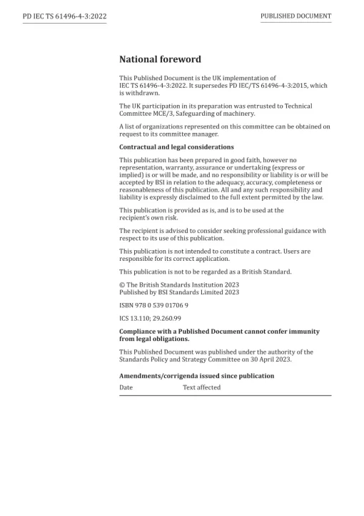 BS PD IEC TS 61496-4-3:2022 pdf